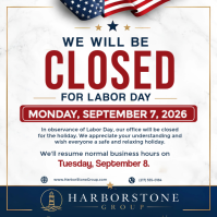 White Labor Day Closure Announcement Square Template