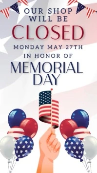 CLOSED FOR MEMORIAL DAY WEEKEND POST TEMPLATE Instagram Story