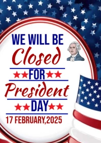 Closed for president day of USA 2025 A4 template