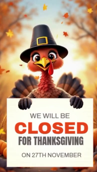 closed for thanksgiving celebration งานแสดงผลงานแบบดิจิทัล (9:16) template