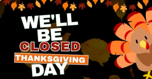 Black Thanksgiving Closure Announcement Gedeelde afbeelding op Facebook Template