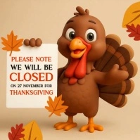 Closed for Thanksgiving day weekend design Template Quadrato (1:1)
