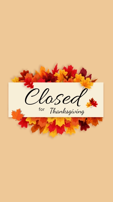 Closed for Thanksgiving Instagram na Kuwento template