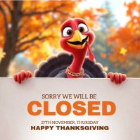 White Thanksgiving Closure Announcement Instagram Post Template