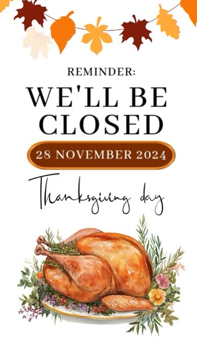 Facebook Sign In Screen closed for Thanksgiving shop sign design template | PosterMyWall