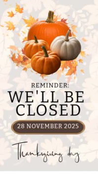 closed for thanksgiving shop sign design template Instagram Story