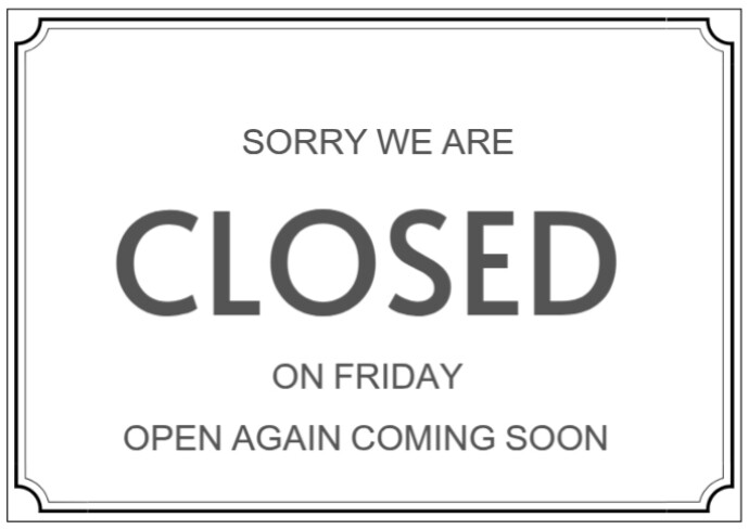 Closed for the day Postcard template