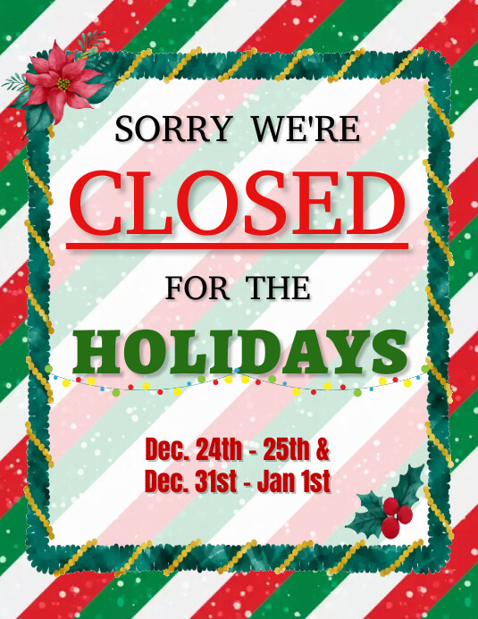 Closed for the Holidays Template | PosterMyWall
