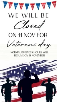 CLOSED FOR VETERANS DAY SIGN TEMPLATE Instagram Story