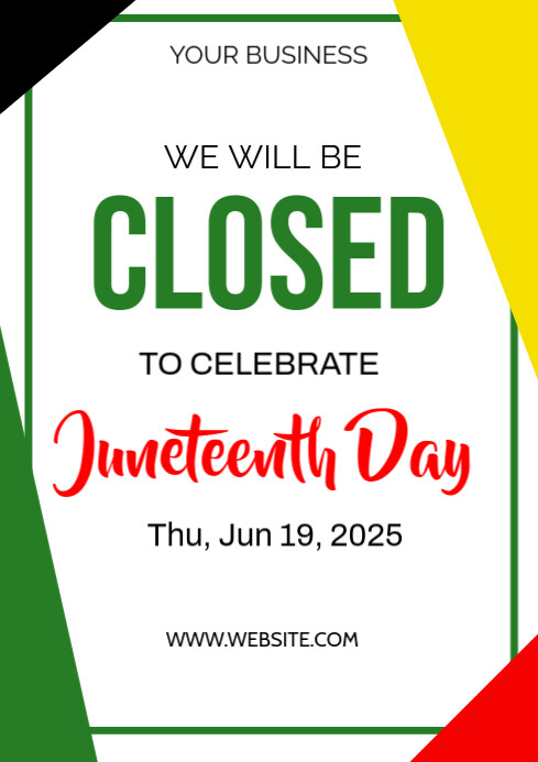 Closed Juneteenth Day  A4 template
