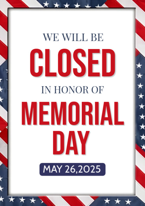 closed memorial day A4 template