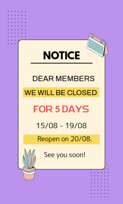 Closed notification announcement poster US Legal template