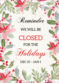Closed On Christmas Holidays A6 template