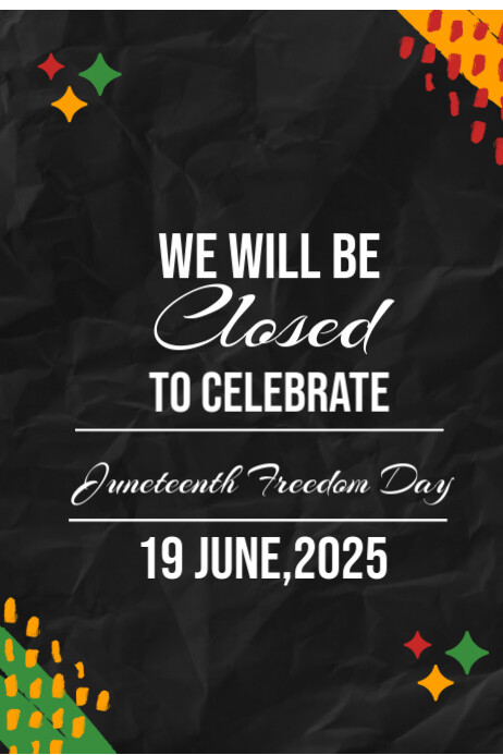 Closed on June Teenth freedom day template 2025 โปสเตอร์