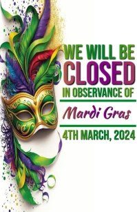 Closed on Mardi gras template 2025 Tabloid