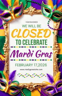 Closed On Mardi Gras Template. Tabloide