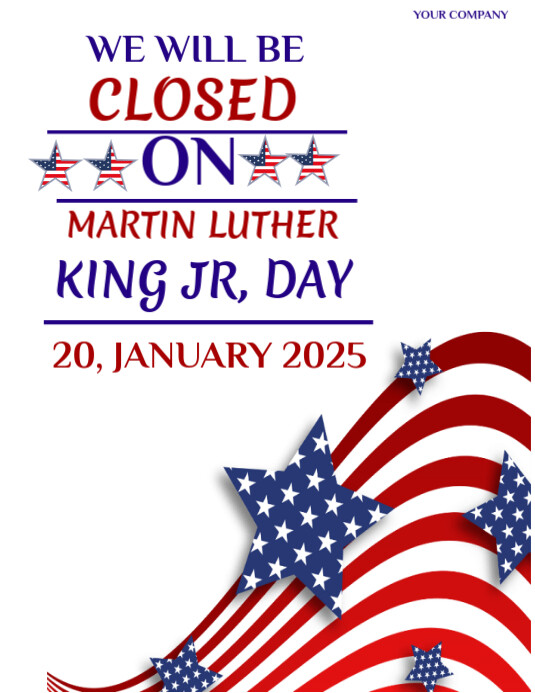 Mlk Closure Notice Closed On Martin Luther king Jr Day Template | PosterMyWall