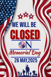 Closed On Memorial Day Template 2025 Spanduk 4' × 6'