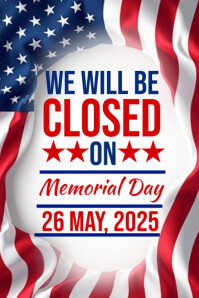 closed on memorial day template 2025 Poster