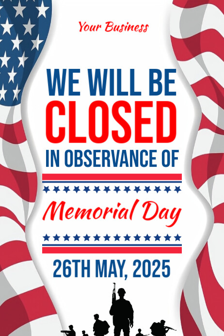 closed on memorial day template 2025 | PosterMyWall