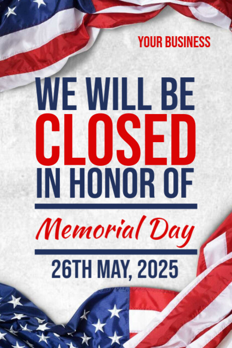 closed on memorial day template 2025 Plakkaat