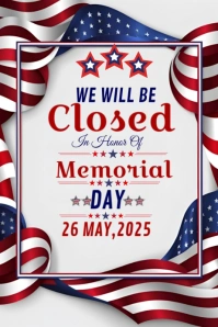 closed on memorial day template 2025 Spanduk 4' × 6'