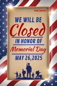 Closed On Memorial Day Template 2025 Spanduk 4' × 6'
