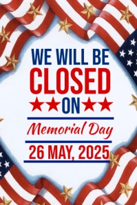 closed on memorial day template 2025 Poster