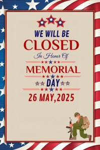 closed on memorial day template 2025 | PosterMyWall