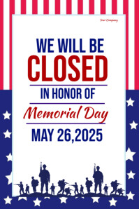 Closed On Memorial Day Template 2025 Плакат