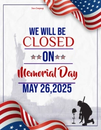 closed on memorial day template 2025 Volante (Carta US)