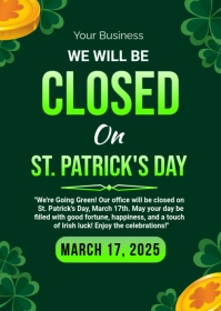Closed On St. Patrick's Day Template A6
