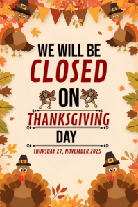 Closed On Thanksgiving Template 2025 Ishidi elingu 4' × 6'