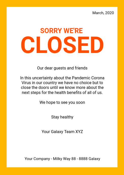 Closed Sign Template Closed Sign Template