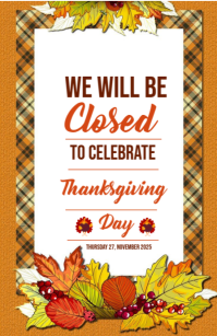 Closed to Thanksgiving template 2025 小报