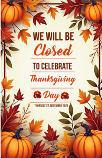 Closed to Thanksgiving template 2025 小报