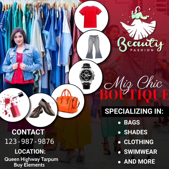 clothing boutique flyers, shop/store sale dis Instagram Post template