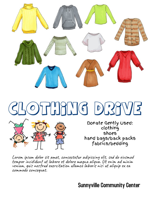 clothing drive fundraiser simple flyer Template PosterMyWall