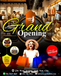 Clothing Store Boutique Shop Clothes Outlet Grand Opening Launch Event Invitation Flyer Template Ins Instagram Portrait