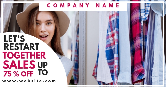 Clothing store re opening facebook advertisem Template | PosterMyWall