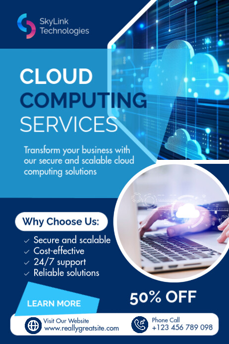 Cloud Computing Services A4 Poster Template | PosterMyWall