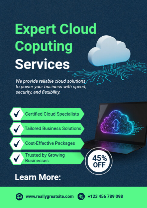 Cloud Computing Services Poster Template – Modern IT Solutions ...