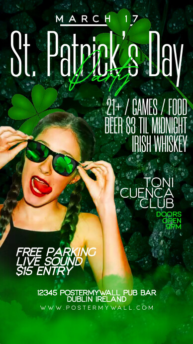 Clover Shamrock St. Patrick's Day Party Flyer Template | PosterMyWall