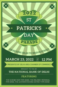 Clover Stripes Green St Patrick's Day Parade Poster template