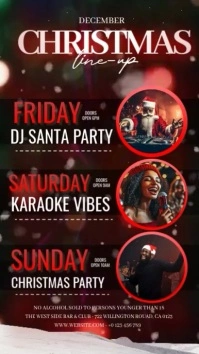 Club bar Christmas line up schedule Template Instagram Story
