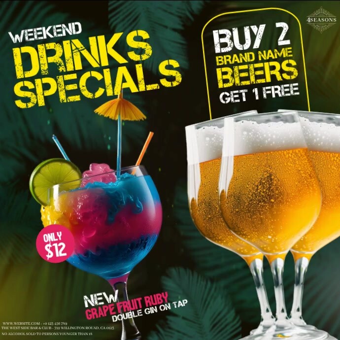 Copy of CLUB BAR LOUNGE DRINKS SPECIAL DESIGN TEMPLAT | PosterMyWall