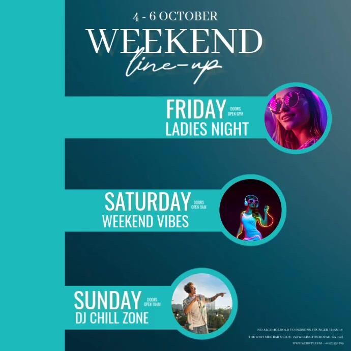 Copy of club bar lounge line up schedule template | PosterMyWall