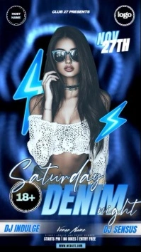 Club Blue Denim Party Event ad template Instagram-verhaal