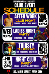 club event schedule Poster template