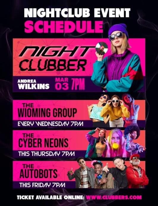 Club Event Schedule Folheto (US Letter) template